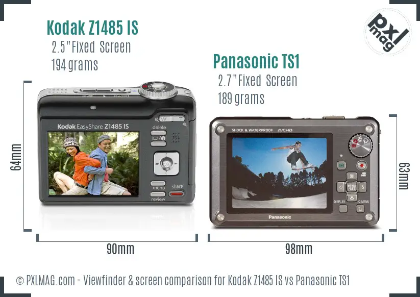 Kodak Z1485 IS vs Panasonic TS1 Screen and Viewfinder comparison Kodak Z1485 IS vs Panasonic TS1 Screen and Viewfinder comparison