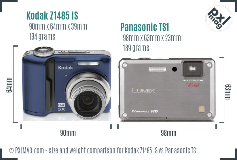 Kodak Z1485 IS vs Panasonic TS1 size comparison Kodak Z1485 IS vs Panasonic TS1 size comparison