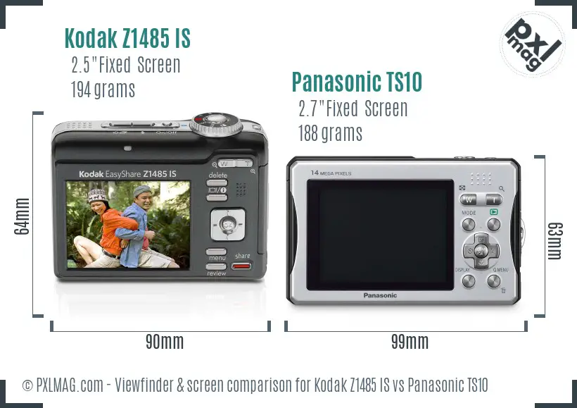 Kodak Z1485 IS vs Panasonic TS10 Screen and Viewfinder comparison Kodak Z1485 IS vs Panasonic TS10 Screen and Viewfinder comparison
