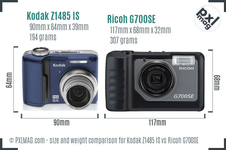 Kodak Z1485 IS vs Ricoh G700SE size comparison Kodak Z1485 IS vs Ricoh G700SE size comparison