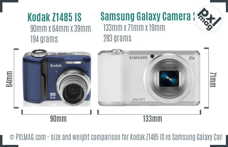 Kodak Z1485 IS vs Samsung Galaxy Camera 2 size comparison Kodak Z1485 IS vs Samsung Galaxy Camera 2 size comparison
