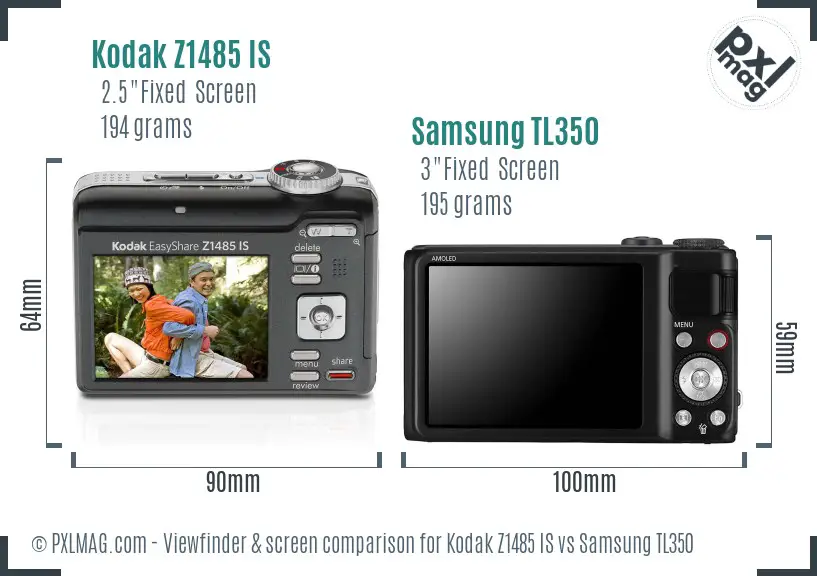 Kodak Z1485 IS vs Samsung TL350 Screen and Viewfinder comparison Kodak Z1485 IS vs Samsung TL350 Screen and Viewfinder comparison