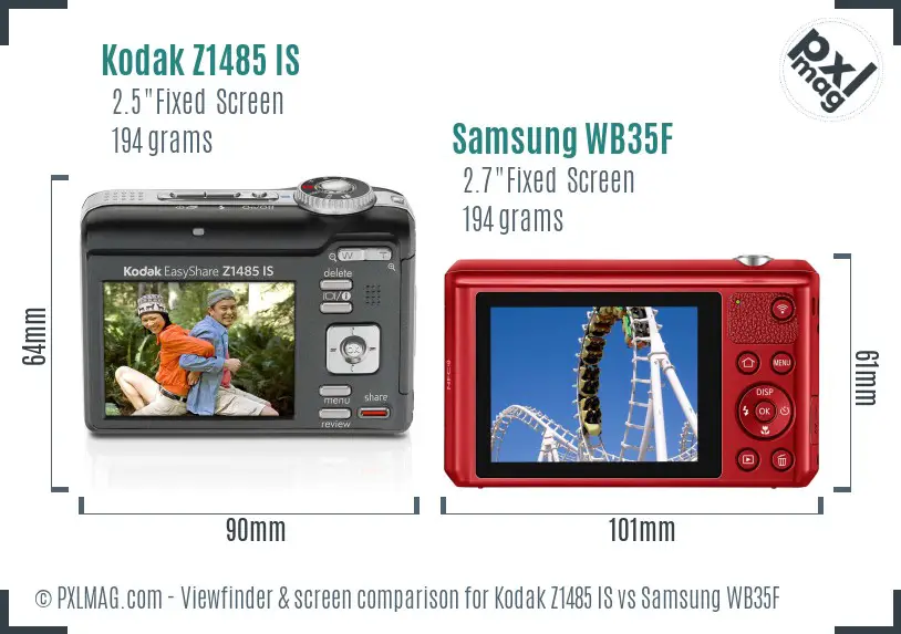 Kodak Z1485 IS vs Samsung WB35F Screen and Viewfinder comparison Kodak Z1485 IS vs Samsung WB35F Screen and Viewfinder comparison