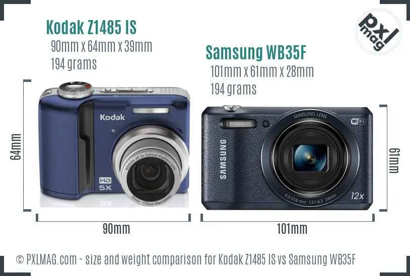 Kodak Z1485 IS vs Samsung WB35F size comparison Kodak Z1485 IS vs Samsung WB35F size comparison