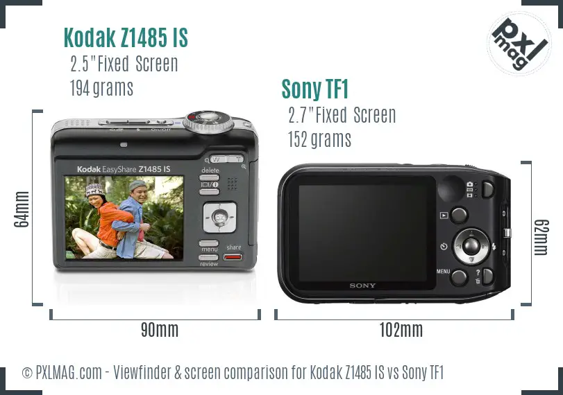 Kodak Z1485 IS vs Sony TF1 Screen and Viewfinder comparison