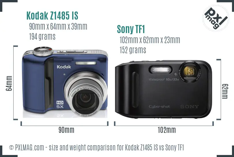 Kodak Z1485 IS vs Sony TF1 size comparison