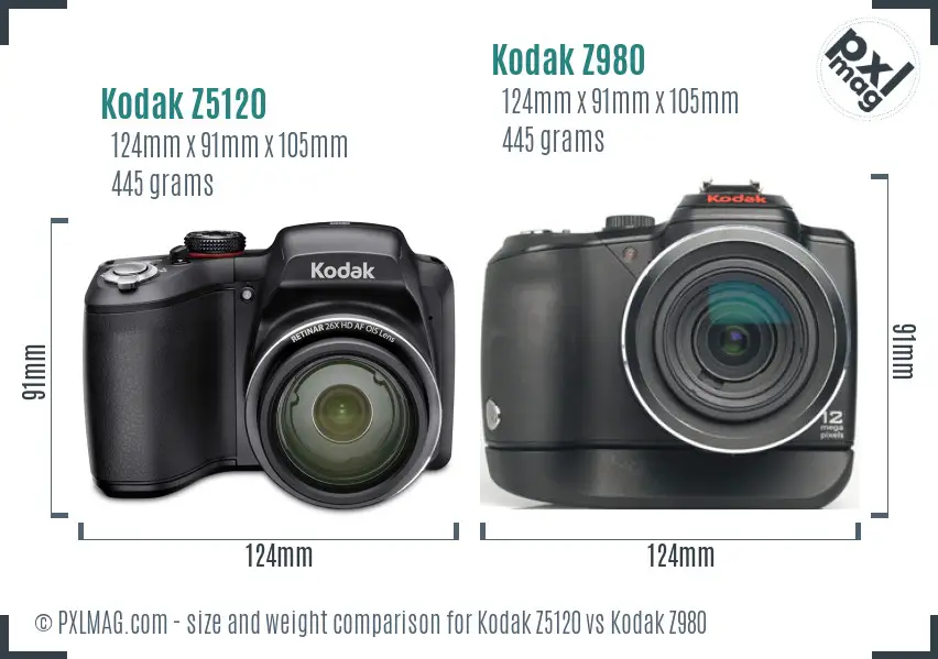 Kodak Z5120 vs Kodak Z980 size comparison