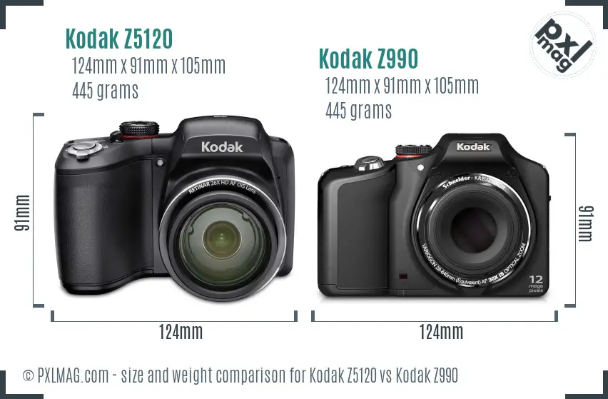 Kodak Z5120 vs Kodak Z990 size comparison