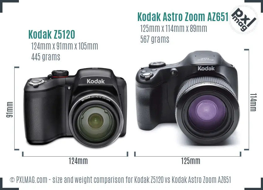 Kodak Z5120 vs Kodak Astro Zoom AZ651 size comparison