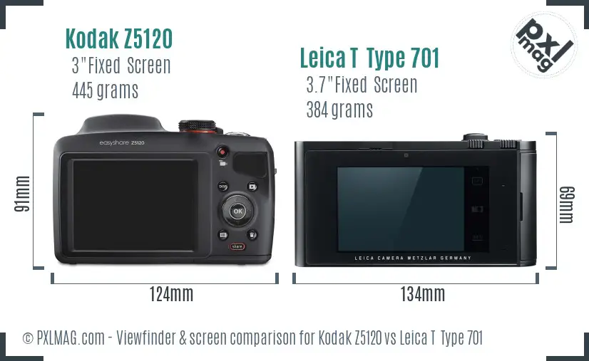 Kodak Z5120 vs Leica T  Type 701 Screen and Viewfinder comparison
