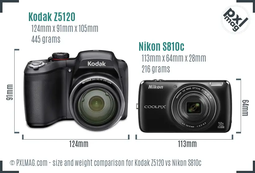 Kodak Z5120 vs Nikon S810c size comparison Kodak Z5120 vs Nikon S810c size comparison