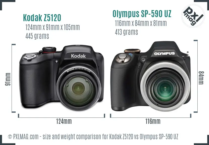 Kodak Z5120 vs Olympus SP-590 UZ size comparison