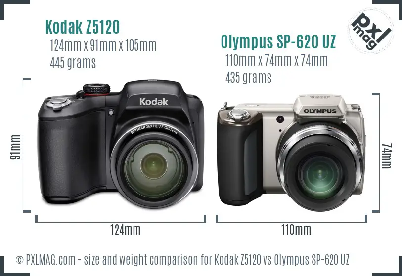 Kodak Z5120 vs Olympus SP-620 UZ size comparison Kodak Z5120 vs Olympus SP-620 UZ size comparison