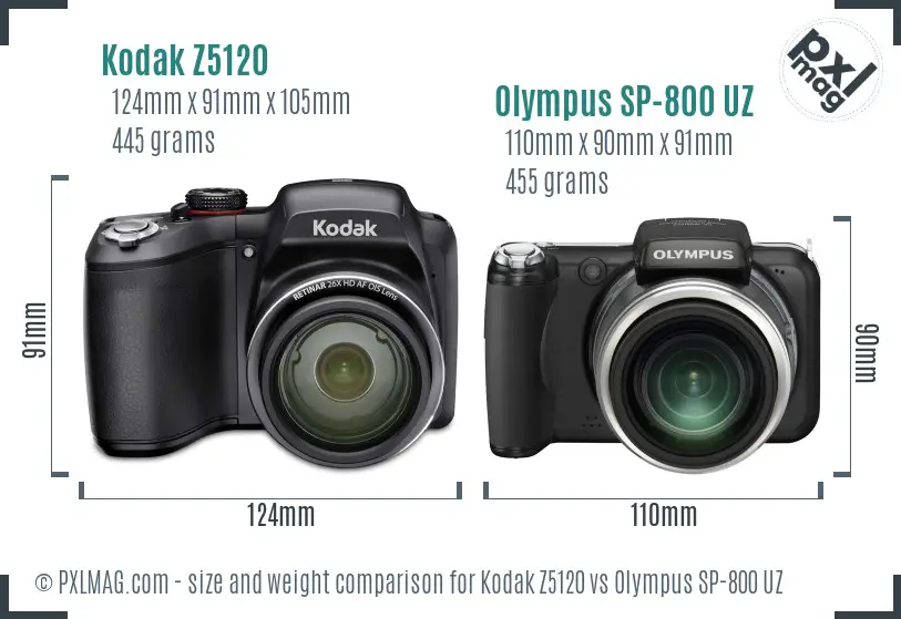 Kodak Z5120 vs Olympus SP-800 UZ size comparison