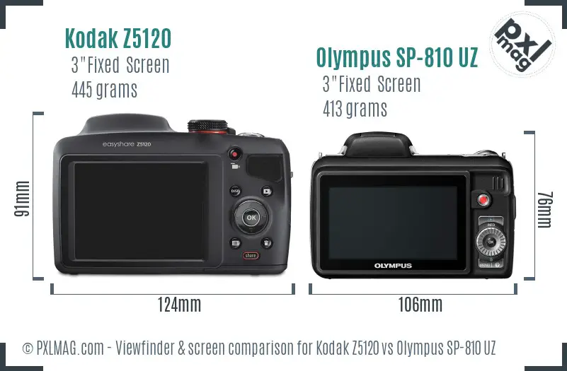 Kodak Z5120 vs Olympus SP-810 UZ Screen and Viewfinder comparison Kodak Z5120 vs Olympus SP-810 UZ Screen and Viewfinder comparison