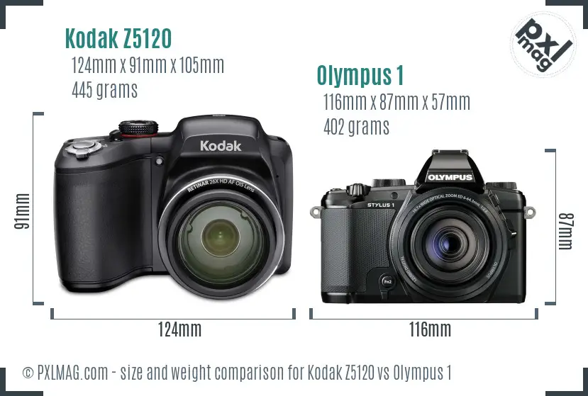Kodak Z5120 vs Olympus 1 size comparison