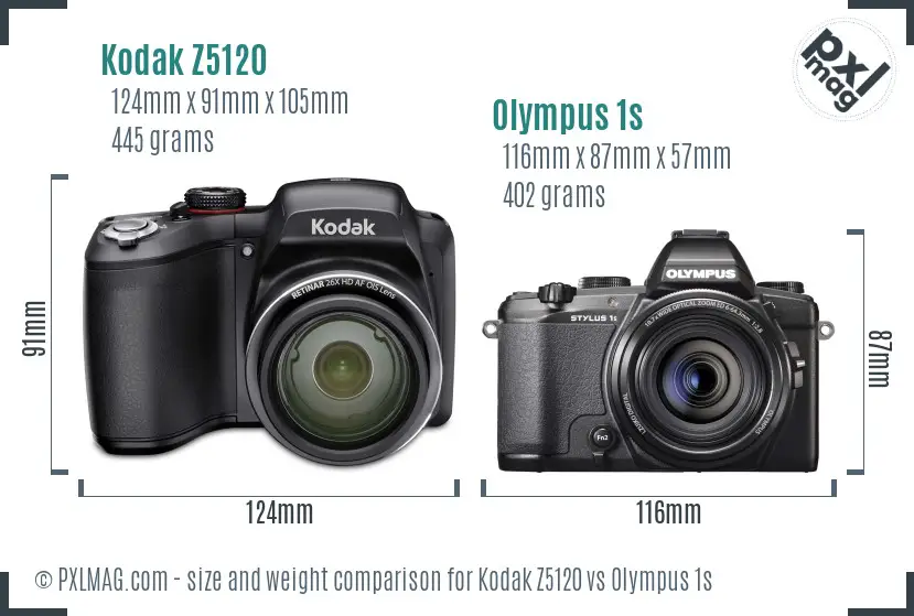 Kodak Z5120 vs Olympus 1s size comparison