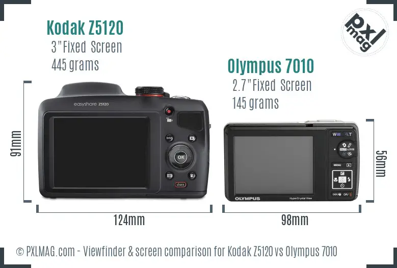 Kodak Z5120 vs Olympus 7010 Screen and Viewfinder comparison