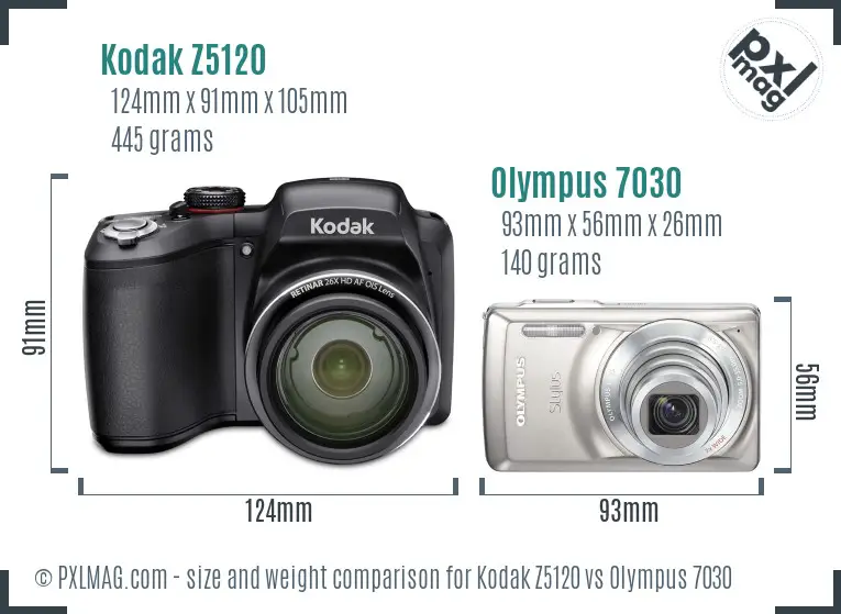 Kodak Z5120 vs Olympus 7030 size comparison