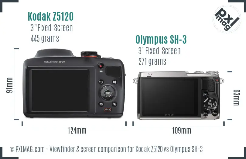 Kodak Z5120 vs Olympus SH-3 Screen and Viewfinder comparison Kodak Z5120 vs Olympus SH-3 Screen and Viewfinder comparison