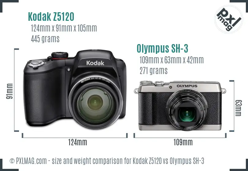 Kodak Z5120 vs Olympus SH-3 size comparison Kodak Z5120 vs Olympus SH-3 size comparison