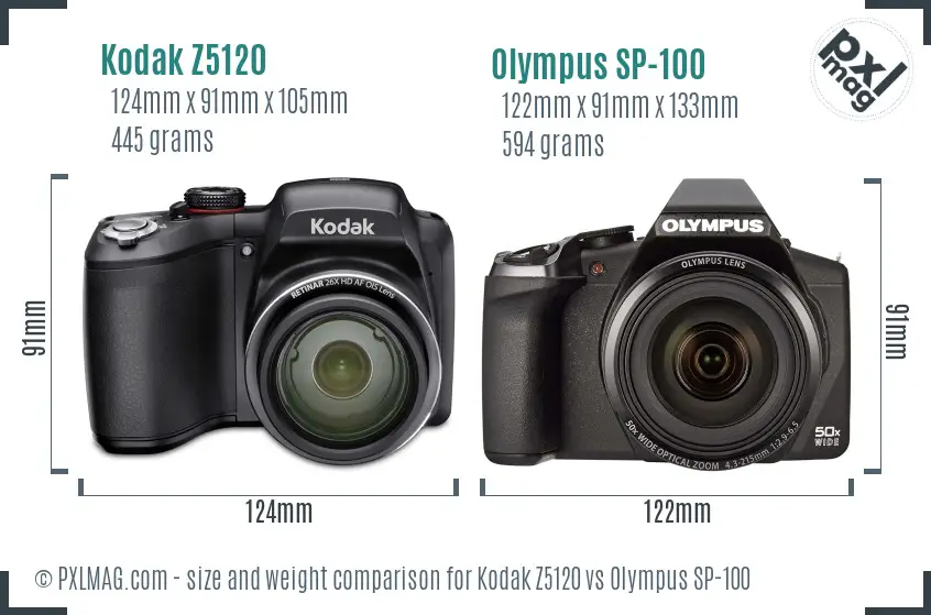 Kodak Z5120 vs Olympus SP-100 size comparison