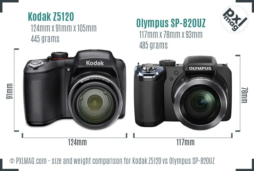 Kodak Z5120 vs Olympus SP-820UZ size comparison Kodak Z5120 vs Olympus SP-820UZ size comparison