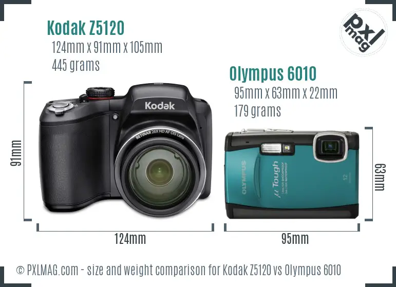 Kodak Z5120 vs Olympus 6010 size comparison