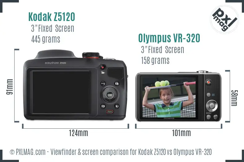 Kodak Z5120 vs Olympus VR-320 Screen and Viewfinder comparison Kodak Z5120 vs Olympus VR-320 Screen and Viewfinder comparison