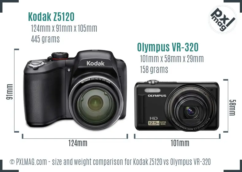 Kodak Z5120 vs Olympus VR-320 size comparison Kodak Z5120 vs Olympus VR-320 size comparison