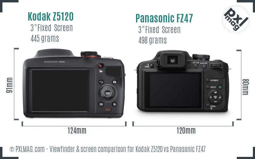 Kodak Z5120 vs Panasonic FZ47 Screen and Viewfinder comparison Kodak Z5120 vs Panasonic FZ47 Screen and Viewfinder comparison