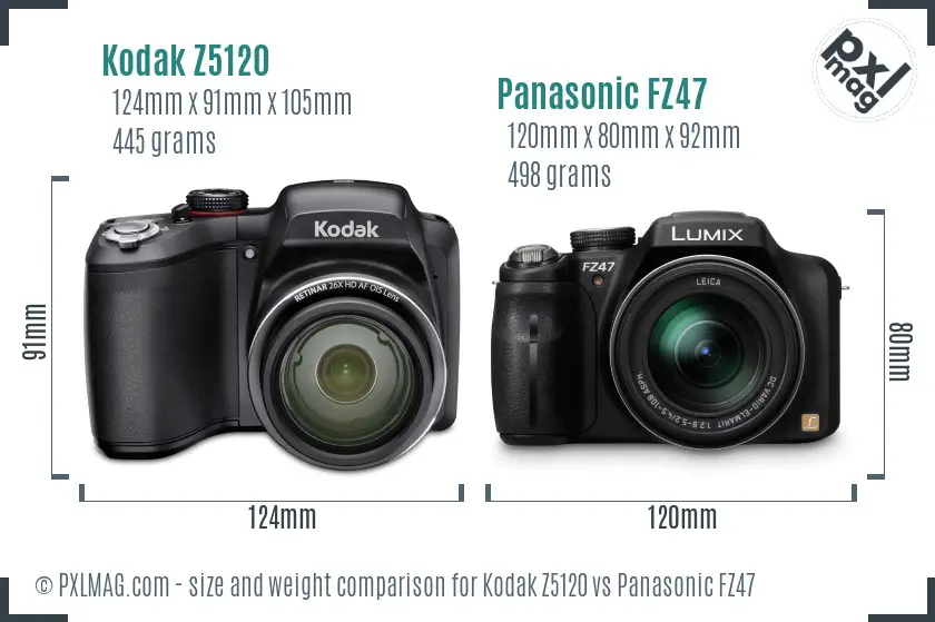 Kodak Z5120 vs Panasonic FZ47 size comparison Kodak Z5120 vs Panasonic FZ47 size comparison