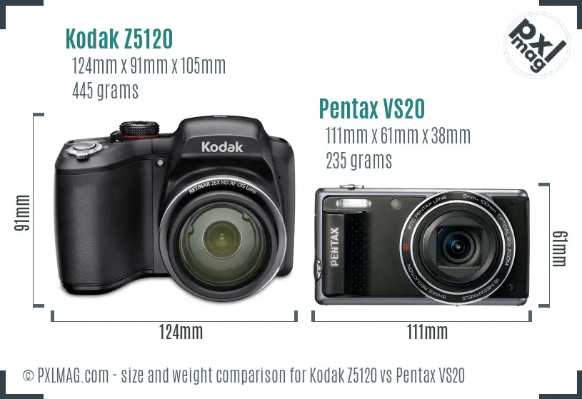 Kodak Z5120 vs Pentax VS20 size comparison Kodak Z5120 vs Pentax VS20 size comparison