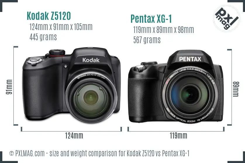 Kodak Z5120 vs Pentax XG-1 size comparison