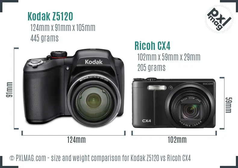 Kodak Z5120 vs Ricoh CX4 size comparison Kodak Z5120 vs Ricoh CX4 size comparison