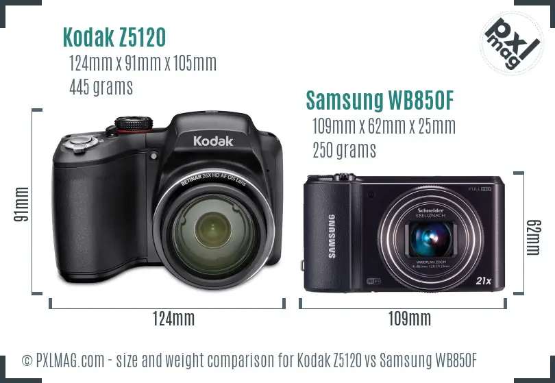 Kodak Z5120 vs Samsung WB850F size comparison Kodak Z5120 vs Samsung WB850F size comparison