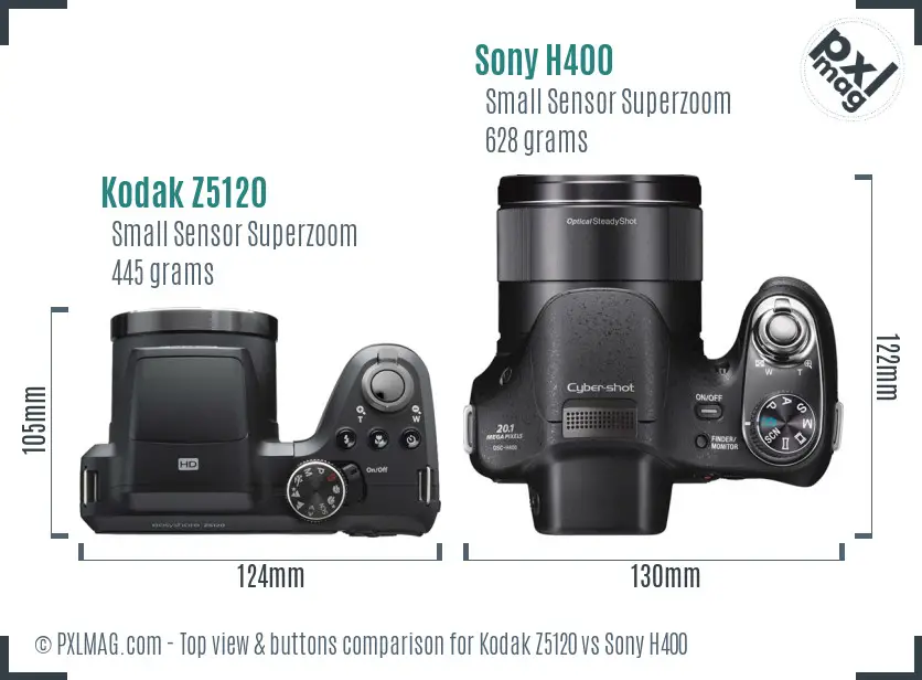 Kodak Z5120 vs Sony H400 top view buttons comparison