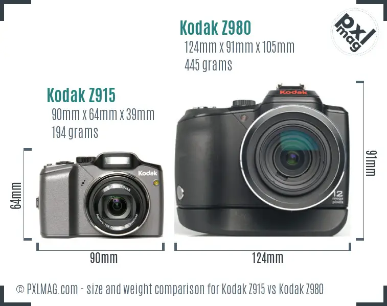 Kodak Z915 vs Kodak Z980 size comparison