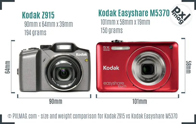 Kodak Z915 vs Kodak Easyshare M5370 size comparison Kodak Z915 vs Kodak Easyshare M5370 size comparison