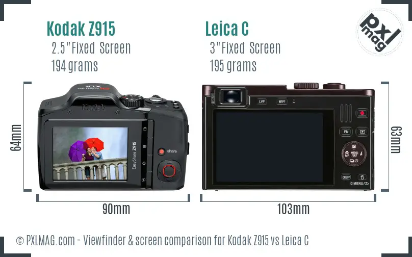 Kodak Z915 vs Leica C Screen and Viewfinder comparison