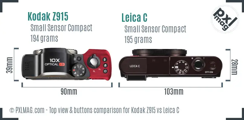 Kodak Z915 vs Leica C top view buttons comparison