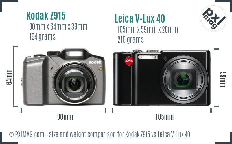Kodak Z915 vs Leica V-Lux 40 size comparison Kodak Z915 vs Leica V-Lux 40 size comparison