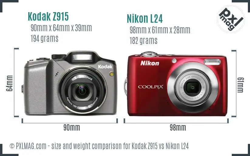 Kodak Z915 vs Nikon L24 size comparison Kodak Z915 vs Nikon L24 size comparison