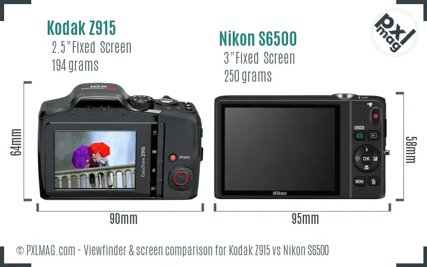 Kodak Z915 vs Nikon S6500 Screen and Viewfinder comparison Kodak Z915 vs Nikon S6500 Screen and Viewfinder comparison