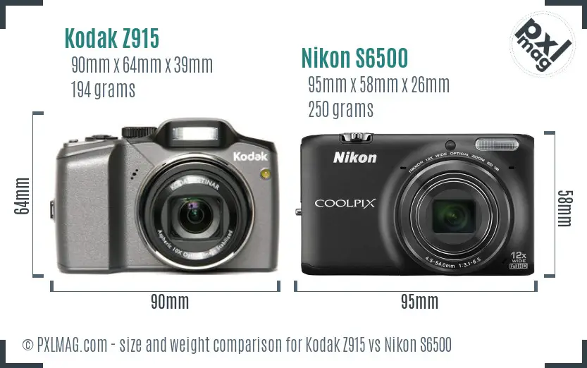 Kodak Z915 vs Nikon S6500 size comparison Kodak Z915 vs Nikon S6500 size comparison