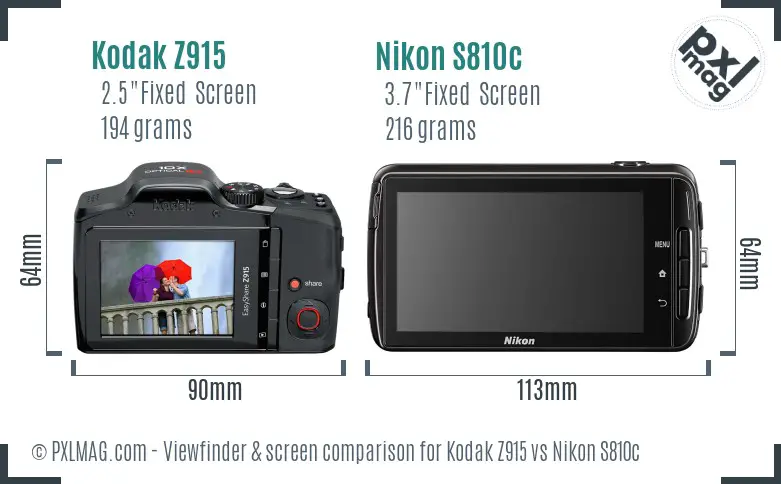 Kodak Z915 vs Nikon S810c Screen and Viewfinder comparison Kodak Z915 vs Nikon S810c Screen and Viewfinder comparison