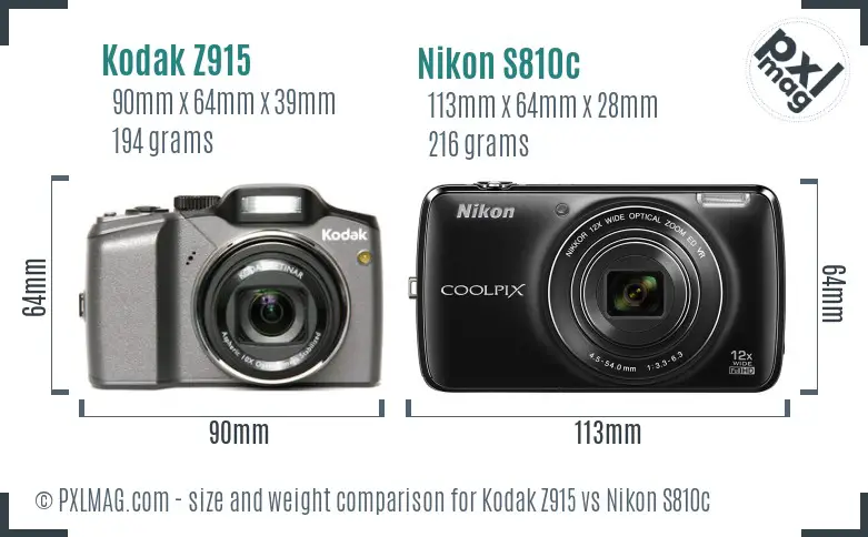 Kodak Z915 vs Nikon S810c size comparison Kodak Z915 vs Nikon S810c size comparison