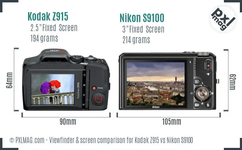 Kodak Z915 vs Nikon S9100 Screen and Viewfinder comparison Kodak Z915 vs Nikon S9100 Screen and Viewfinder comparison