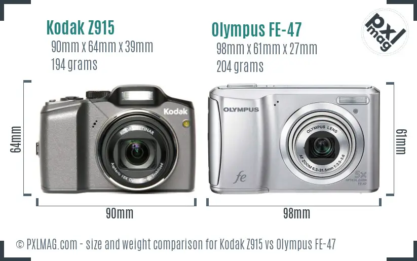 Kodak Z915 vs Olympus FE-47 size comparison Kodak Z915 vs Olympus FE-47 size comparison