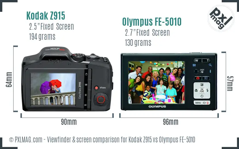 Kodak Z915 vs Olympus FE-5010 Screen and Viewfinder comparison Kodak Z915 vs Olympus FE-5010 Screen and Viewfinder comparison